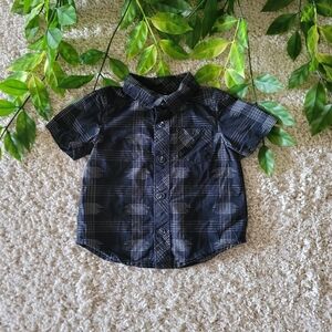 Baby Boy Black/White Button Down Shirt (12-18 Months)
